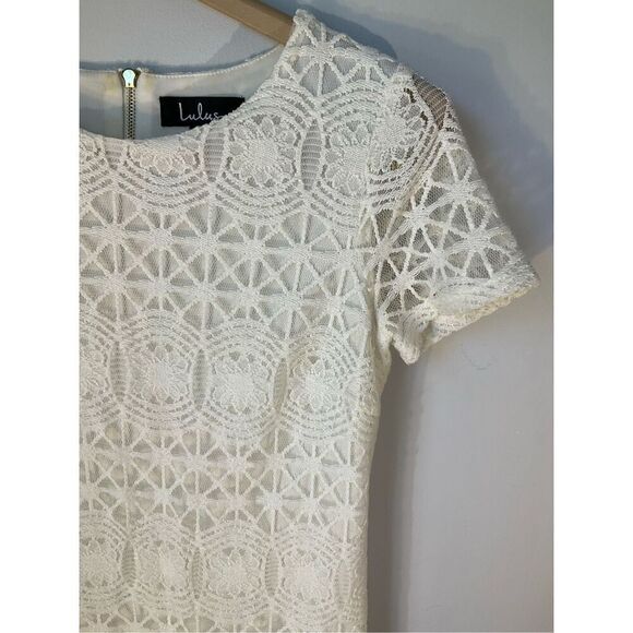 Lulu’s Love You For Eternity Lace Shift Dress, White. XS - Picture 9 of 16